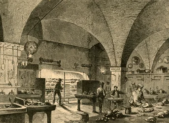 A cozinha da casa de mansão, 1897.