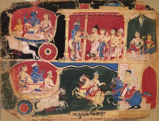O Casamento de Pradyumna e Rukmavati, página de um Bhagavata Purana, c. 1525-50.