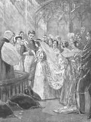 O casamento da rainha Vitória e o príncipe Albert no Palácio de St. Jamess, 1840, 1901.