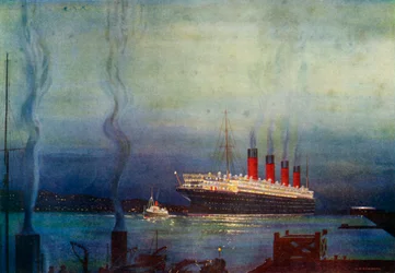 O Mauretania em Cherbourg, c. 1930