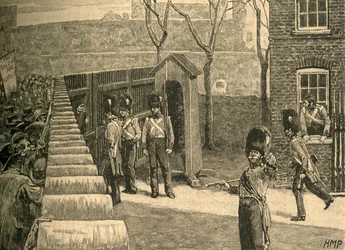 A multidão de Spenceans convocando a torre de Londres, 1816 c1890.