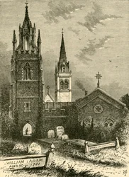 A capela mortuária e a nova igreja, Woburn, 1898.