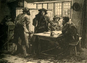 O capitão de Nottingham e os agitadores no White Horse Inn, Pentrich, Derbyshire, 1817 c1890.