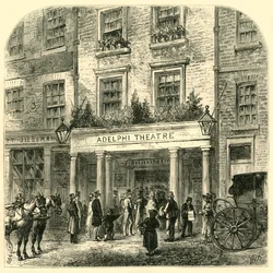 O antigo teatro Adelphi, 1881.