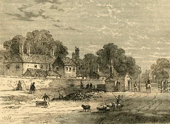 The Old Turnpike, Kensington, em 1820, c1876.