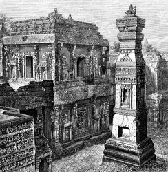 O Palácio de Kailash, Ellora, Índia, 1895