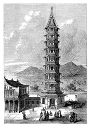 A torre de porcelana de Nanjing, China, c1895