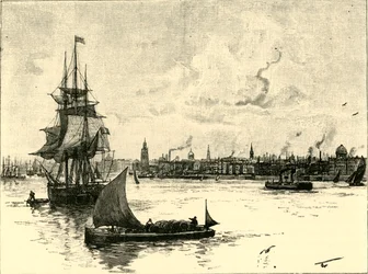 O porto de Liverpool, 1898.