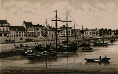 O cais, c1880.