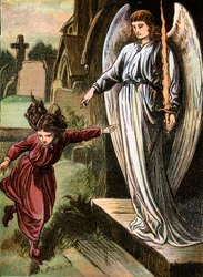 Os sapatos vermelhos, conto de fadas de Hans Christian Andersen, c1880