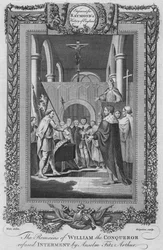 Os restos de William, o Conquistador, recusaram o enterro por Anselm Fitz Arthur, c1787