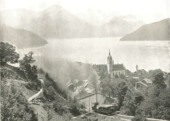 A ferrovia Rigi, Vitznau, Suíça, 1895.