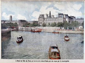 O rio Sena e o Hotel de Ville, Paris, 1903