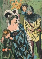 Os ladrões descobrem a rainha Margaret e o príncipe, c1907