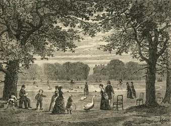 A lagoa redonda, jardins de Kensington, c1876.
