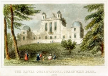 Observatório Real de Greenwich, Casa Flamsteed, Greenwich Park, Londres, c1835
