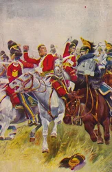 Os cinzas escoceses reais. A carga dos cinzas em Waterloo, 1815, 1939.