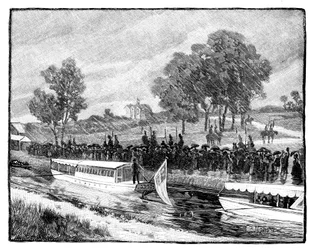 A Visita Real a Worsley Hall, a Barca do Estado no Canal Bridgwater, 1851, 1888