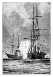 O San Jacinto, parando o Trento, 1861