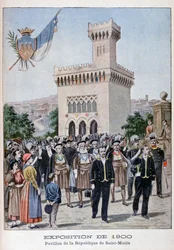 O pavilhão de San Marino na Exposição Universal de 1900, Paris, 1900