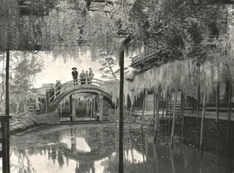 Lagoa Shinji-No-Ike e glicínias, Kameido, Tóquio, Japão, 1895.