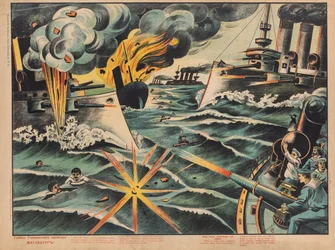 O naufrágio do cruzador alemão SMS Magdeburg, 1914.