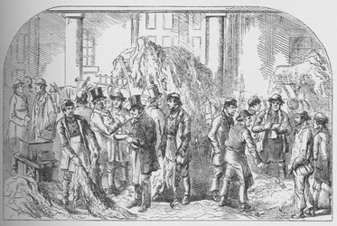 The Skin Market, Bermondsey, em meados do século XIX, c1840, 1912
