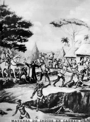 O massacre de indígenas em Caonao, século XVI, década de 1920