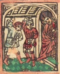 O apedrejamento de Cristo, c. 14401450.