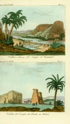 O Templo de Ramsés II em Abu Simbel (Isambul), Núbia, e Templo de Thoth em Dakka, Núbia