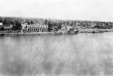 O rio Tigre do 31º hospital geral britânico, Bagdá, Mesopotâmia, Primeira Guerra Mundial, 1918