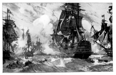 A vitória na batalha de Trafalgar, século XIX