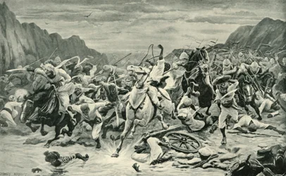 A vitória da perseguição da cavalaria de Kandahar ao rio Arghandab, 1901.