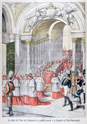 O corpo do Papa Leão XIII transportado para a Capela do Santo Sacrifício, Vaticano, 1903