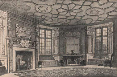 A sala de jantar circular, Longford Castle, Wiltshire, 1915.