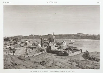 A cidade de Al Minya e o rio Nilo, Egipto