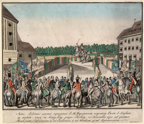 A coroação do imperador Leopoldo II como rei da Hungria em Presburgo, a 15 de novembro de 1790, 1790.