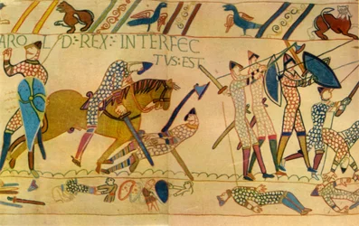 A morte de Harold na Batalha de Hastings, 1066, 1944.