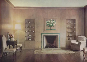 A sala de visitas da casa de Lord Vernons, projetada por Oliver Hill, FRIBA, Londres, 1935