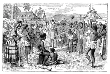 A emancipação de escravos em uma plantação das Índias Ocidentais, início do século XIX c1895