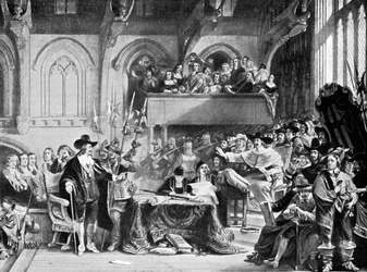 O famoso julgamento de Carlos I em Westminster Hall em janeiro de 1649 c1905