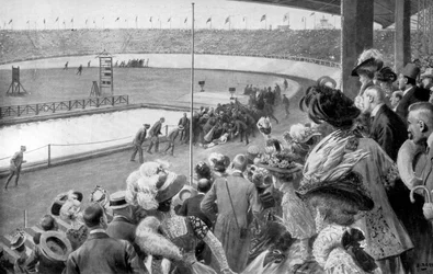 O fim da maratona, Jogos Olímpicos, Londres, 1908, c1920