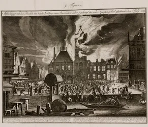 O incêndio na antiga Câmara Municipal de Amesterdão, Holanda, 7 de Julho de 1652