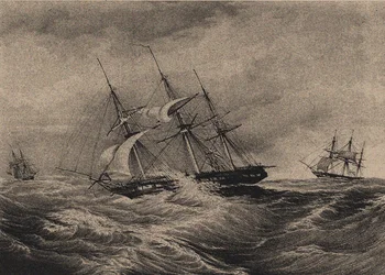 A fragata Kreiser e a chalupa Ladoga na costa da América 1823, 1900s-1910s
