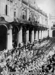 O governador inspecionando as tropas recém-chegadas, 1868, 1920