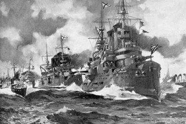 A grande frota russa fumegando pela última vez, Guerra Russo-Japonesa, 1904