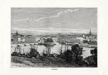 O porto de Bayonne, França, 1879