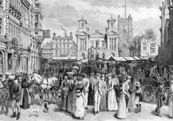 O mercado, Kingston upon Thames, Surrey, 1890