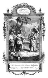 A reunião entre o embaixador romano, Popillius, e o rei Antíoco, no Egito, século x18