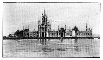 O palácio em miniatura na Ilha Fiscal, Baía de Guanabara, Brasil, 1895